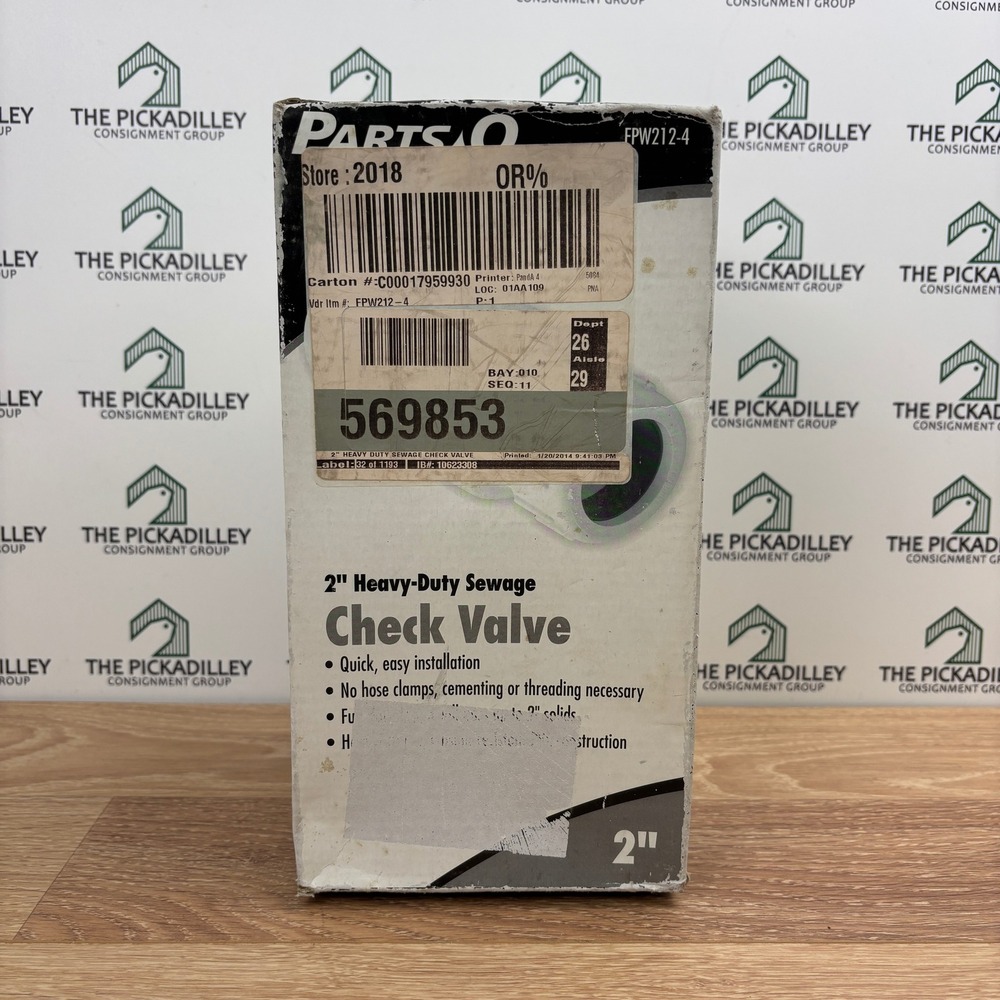 Parts2O 2 Inch Heavy-Duty Sewage Check Valve FPW212-4 White Plastic No Cement
